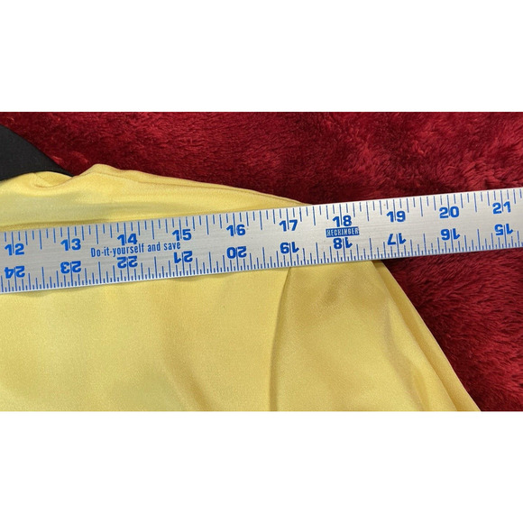 Vintage Due Per Due S 12 %100 Silk Yellow Blouse Long Sleeve Shirt Waitress 80s - Picture 8 of 10